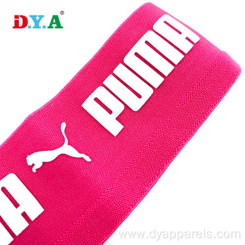 White Logo Silicone Print Elastic Band Pink Elastic